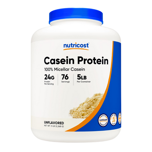 Nutricost Casein Protein 100% Micellar Casein Unflavored Powder 5lb / 2268g