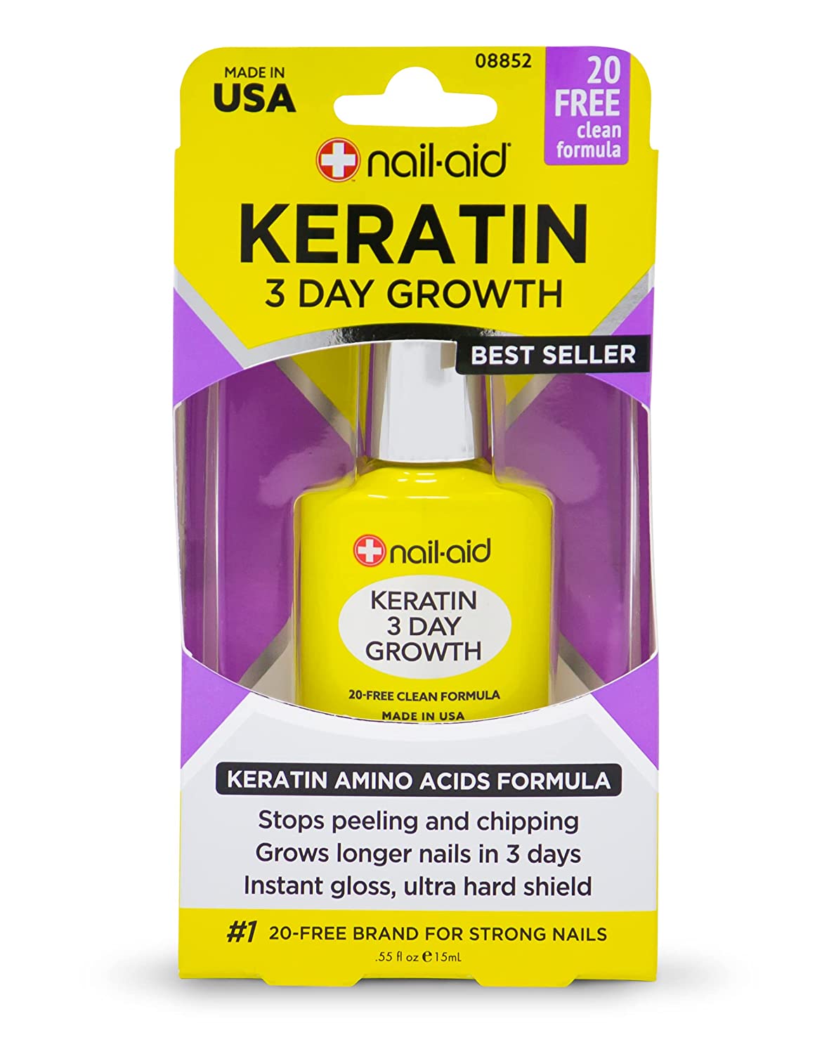 Nail-Aid Keratin 3 Day Growth Nail Treatment & Strengthener, 0.55 fl.oz / 15ml