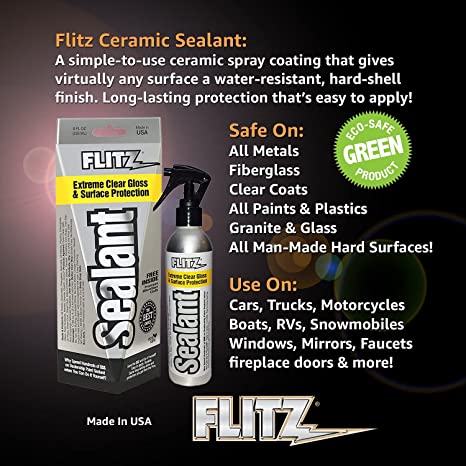 Flitz Ceramic Spray Sealant and Paint Protectant: Shine, Protect + Seal Clear Coat, Plastic, 8 Fl Oz