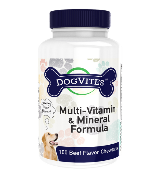 Health Thru Nutrition Dog Vites DOGVITES Multivitamin and Mineral Formula 100 Beef Flavor Chew Tabs for Pets