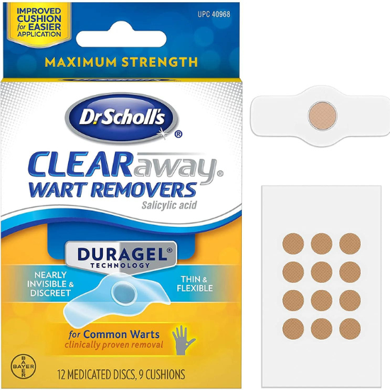 Dr. Scholl's Clear Away Wart Removers Thin + Flexible Duragel Technology 9 Cushions PACKAGING MAY VARY