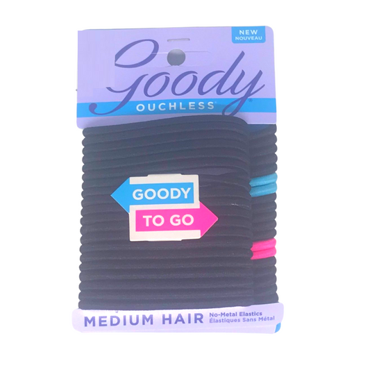 Goody Ouchless Womens 4MM Black Elastic Hair Tie For Medium Hair 70 Count