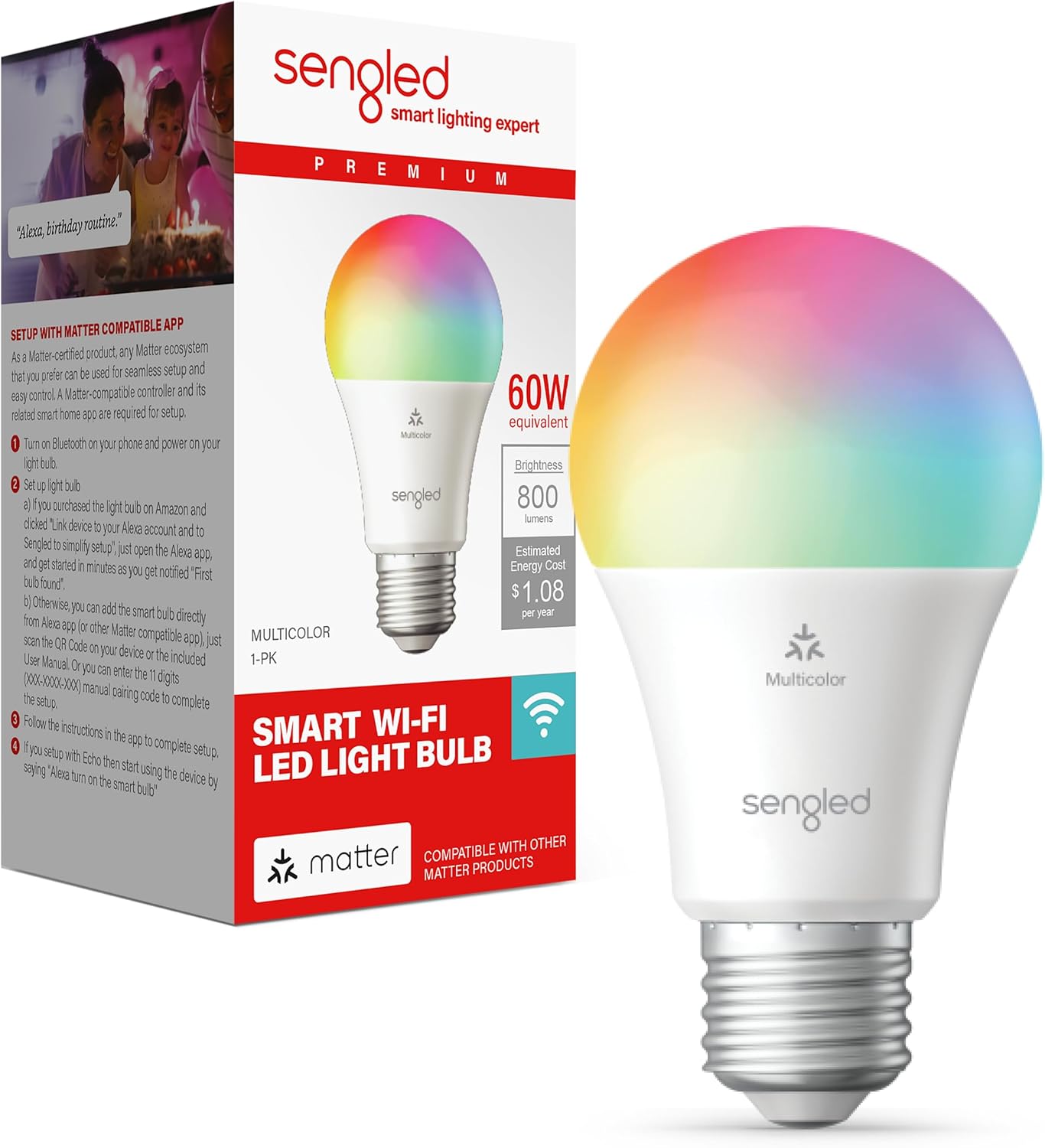 Sengled Smart Wireless Led Multi-Color Light Bulb 1 pack