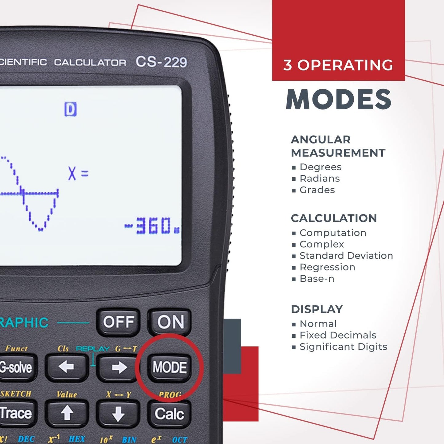 Catiga Scientific Calculator With Graphic Functions, Multiple Modes - ( CS - 229 )