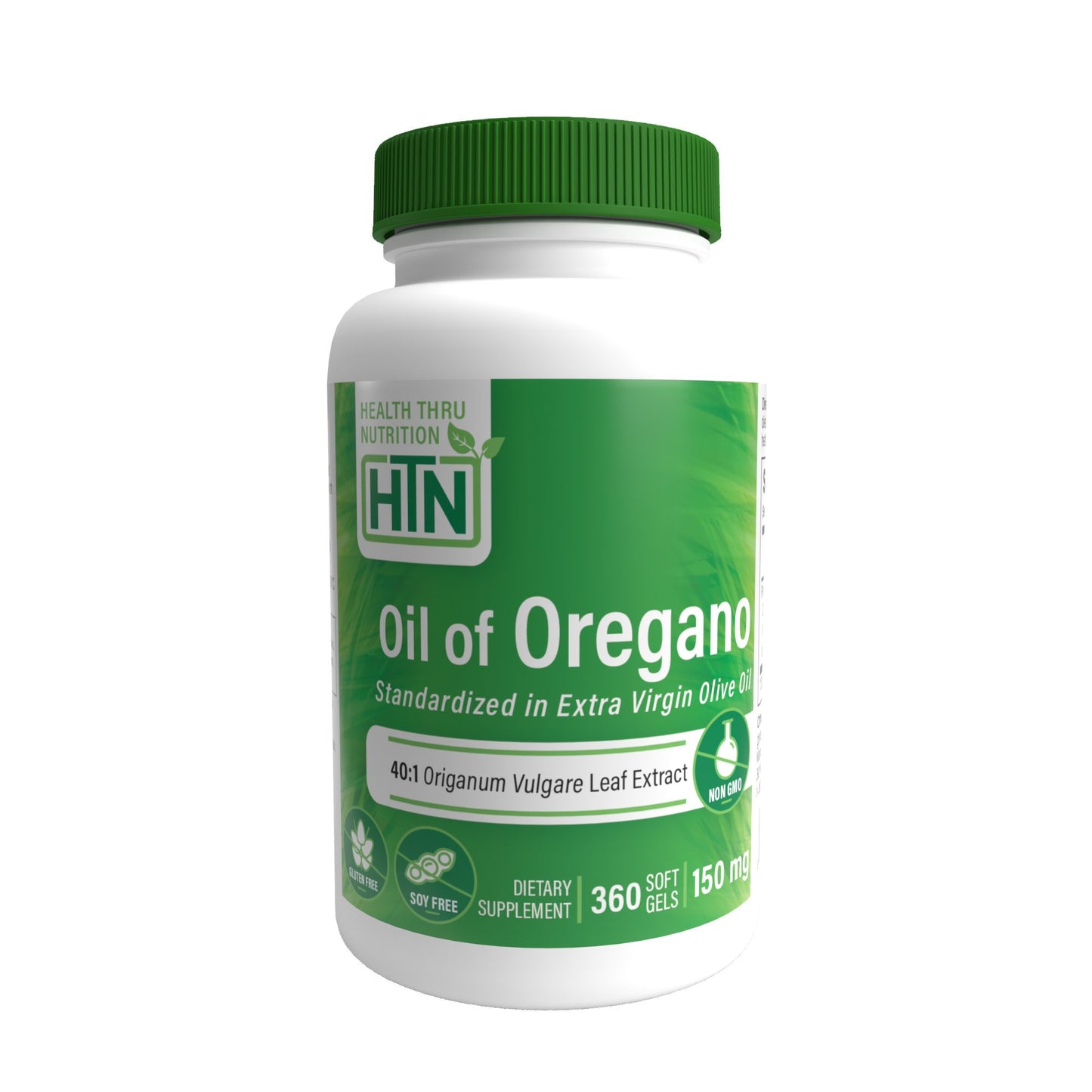 Health Thru Nutrition Oil of Oregano (Wild) Standardized in Extra Virgin Olive Oil 150mg (NON-GMO) 360 Softgels