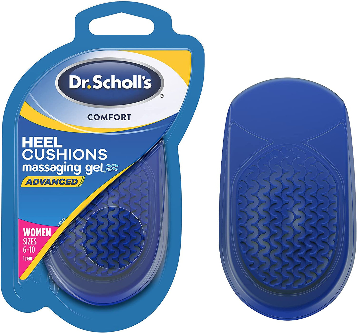 Dr. Scholl's HEEL CUSHIONS with Massaging Gel Advanced, (for Women's 6-10) 1 Pair PACKAGING MAY VARY