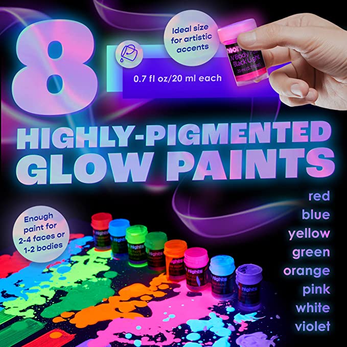Neon Nights 8x UV Body And Face Paint Set Glow Makeup Kit 5.6 Fl Oz (160g)