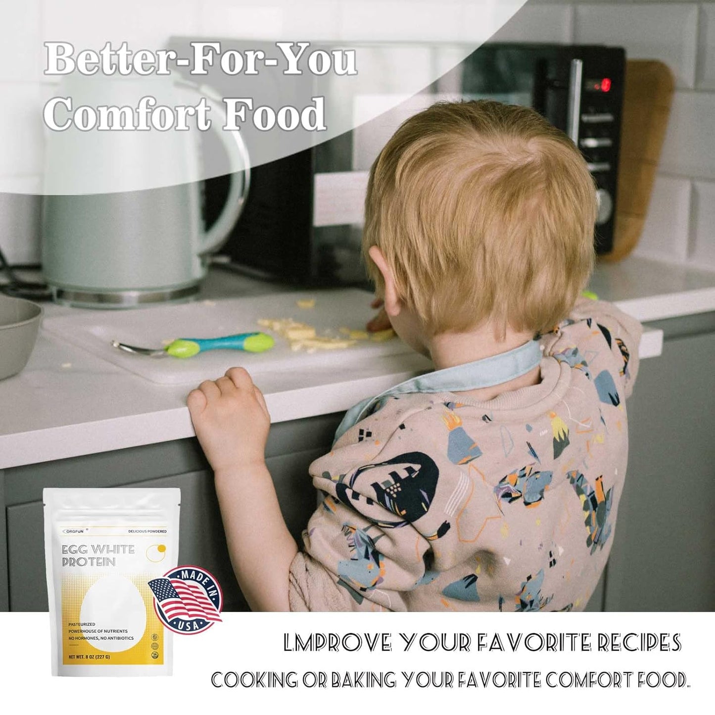 Orgfun Egg White Protein Pasteurized Powder, 227 g / 8 oz.