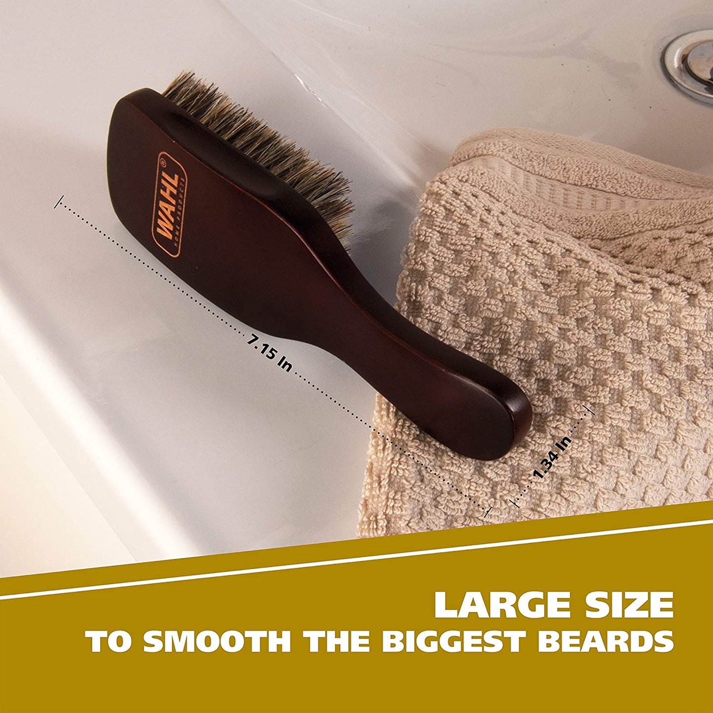 WAHL Handcrafted Handheld Beard Brush with 100% Wild Boar Bristles for Grooming & Styling
