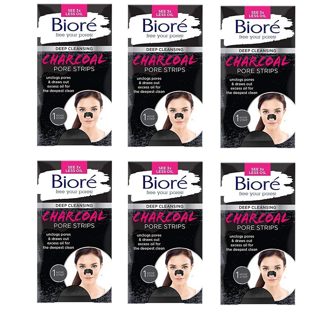 Biore Deep Cleansing Charcoal Pore Strips (Pack of 6)