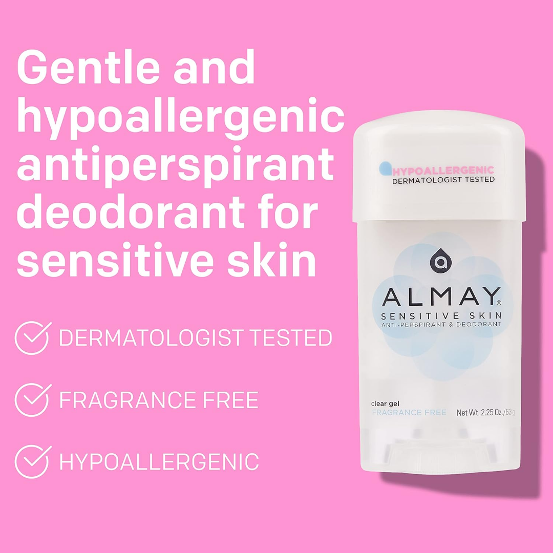 Almay Sensitive Skin Anti-Perspirant & Deodorant Clear Gel, 2.25 oz / 63 g (NO CAP)