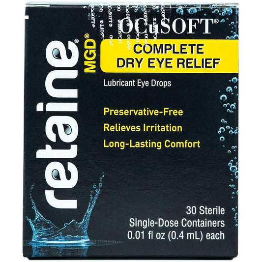 OCusoft Retaine MGD Lubricant Eyedrops, Complete Dry Eye Relief, 30 Sterile, 0.01 fl.oz / 0.4 ml