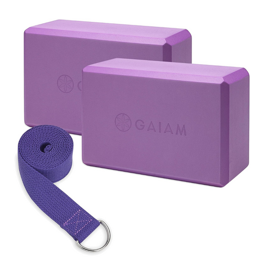 Gaiam Yoga Strap + 2 Block Guide Alignment - 8 inch Strap