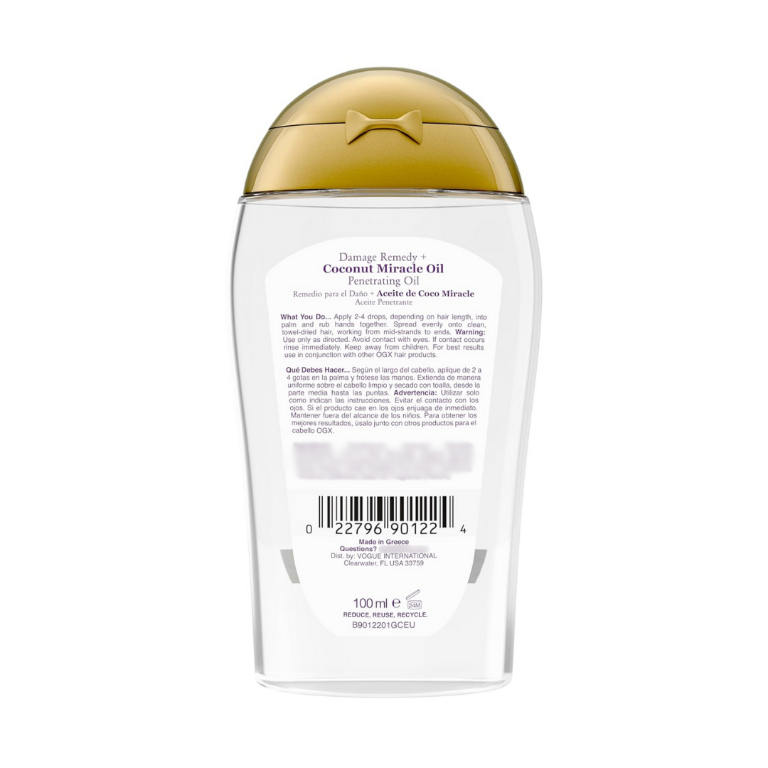 OGX Extra Strength Damage Remedy + Coconut Miracle Penetrating Oil, 100 ml / 3.3 oz