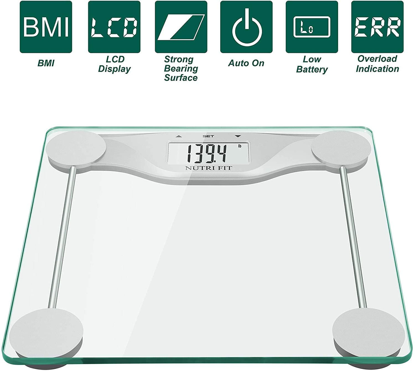 NUTRI FIT Digital Body Weight Scale, Large Backlight Display and Stepper Technology (BMIc