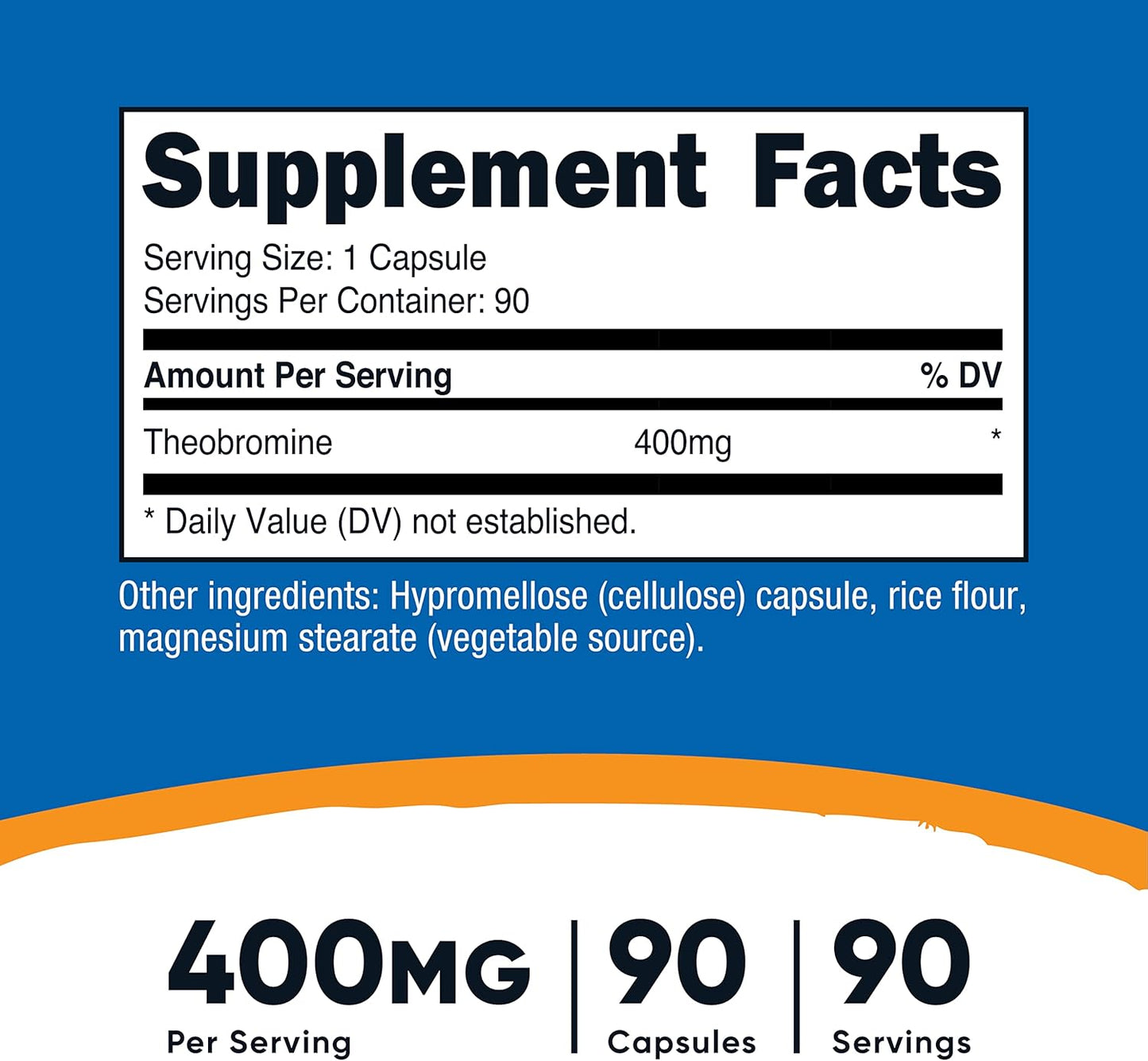 Nutricost Theobromine 400mg Supplement 90 Capsules