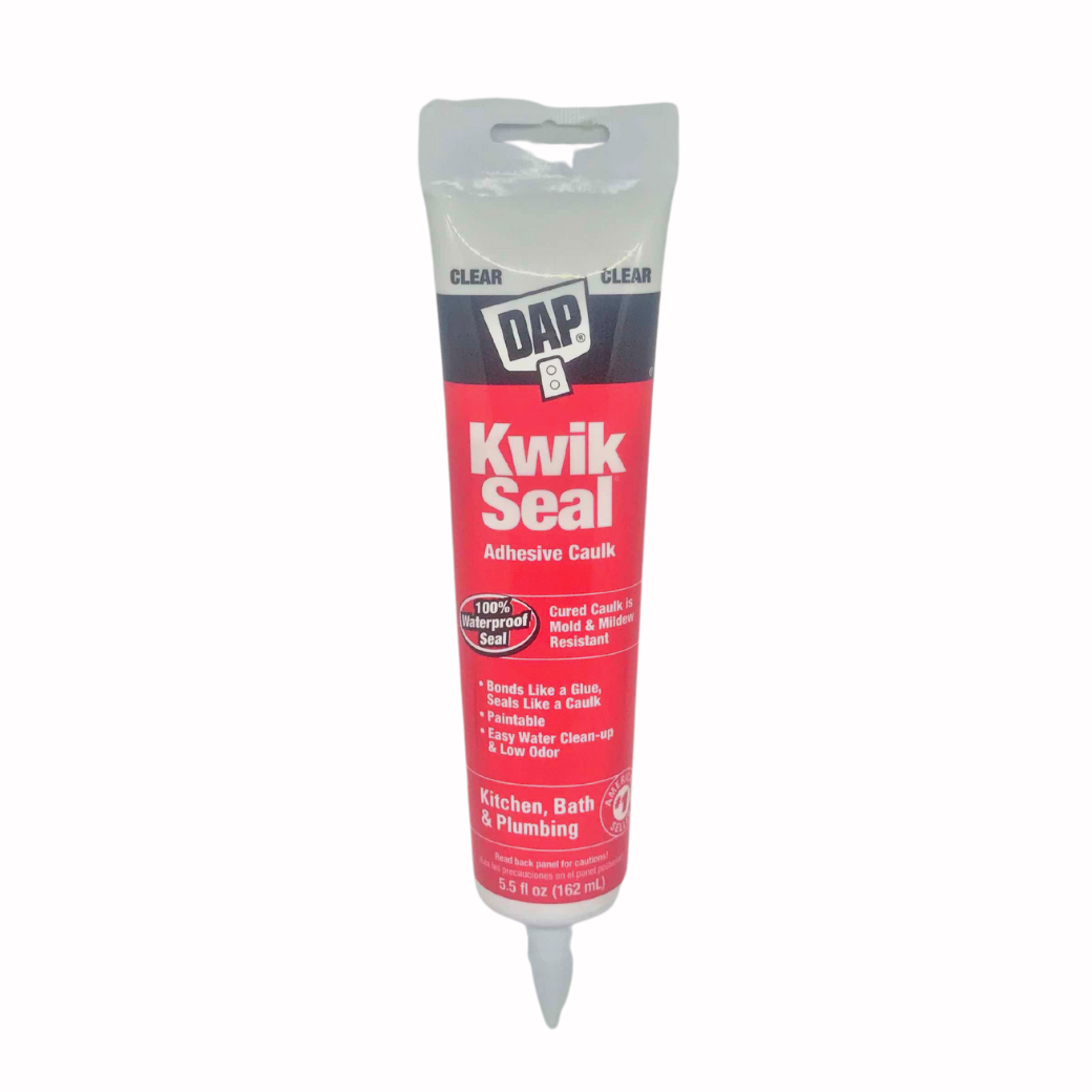 DAP Kwik Seal CLEAR Adhesive Caulk for Kitchen Bath & Plumbing 5.5 Oz PACKAGING MAY VARY