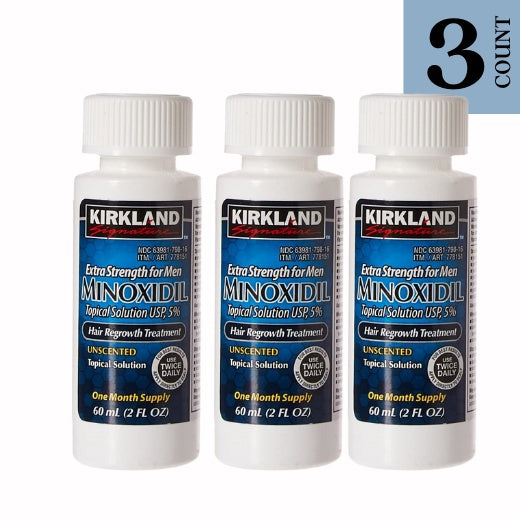 KIRKLAND Signature Minoxidil 5% Extra Strength Hair Regrowth For Men, 3 Bottles