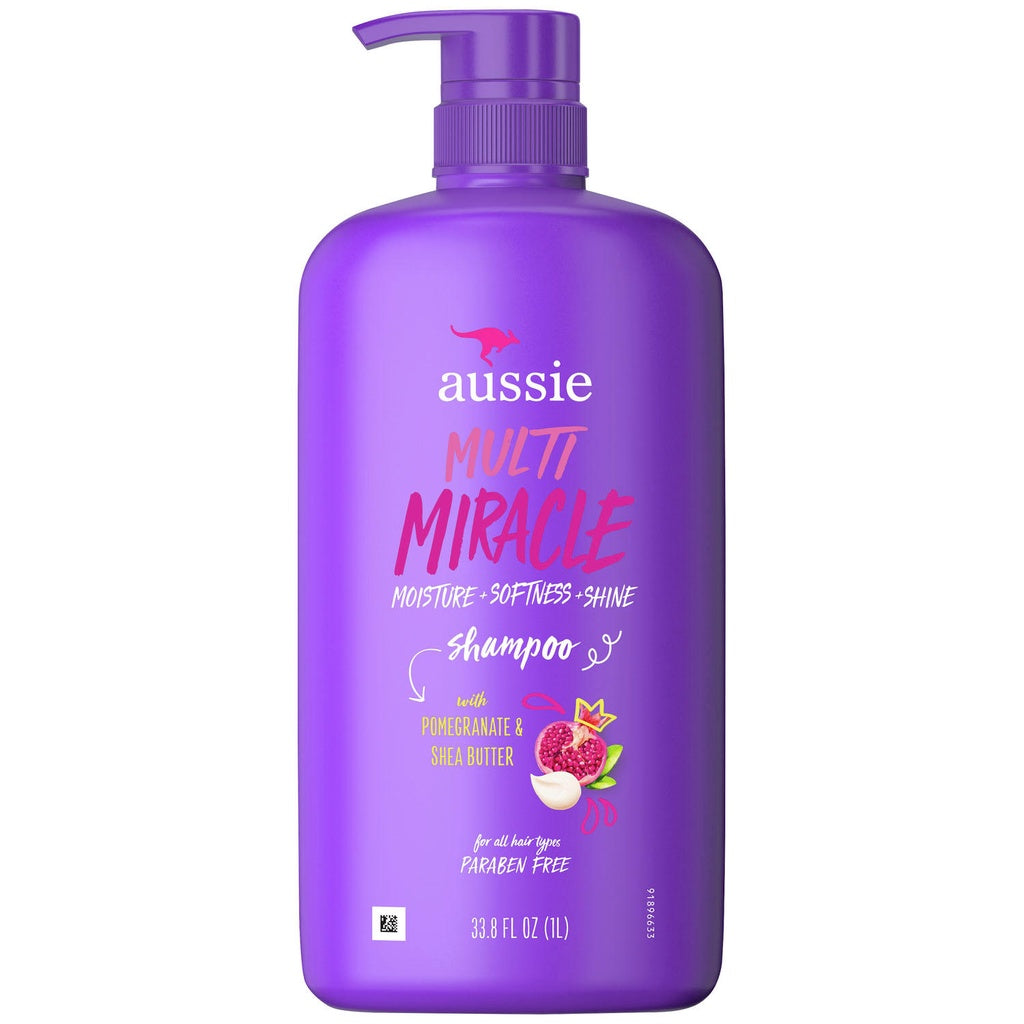 Aussie Multi Miracle Moisture Softness Shine Pomegranate and Shea Butter All Hair Types Shampoo 33.8 fl oz