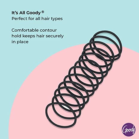 Goody Ouchless Womens 4MM Black Elastic Hair Tie For Medium Hair 70 Count