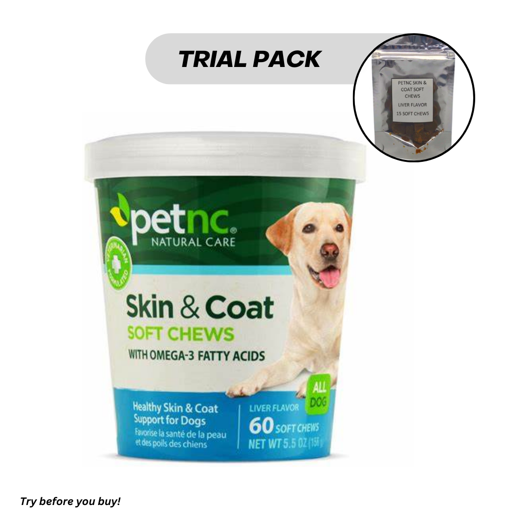 PetNC Skin & Coat Soft Chews with Omega-3 Fatty Acids Liver Flavor for All Dogs