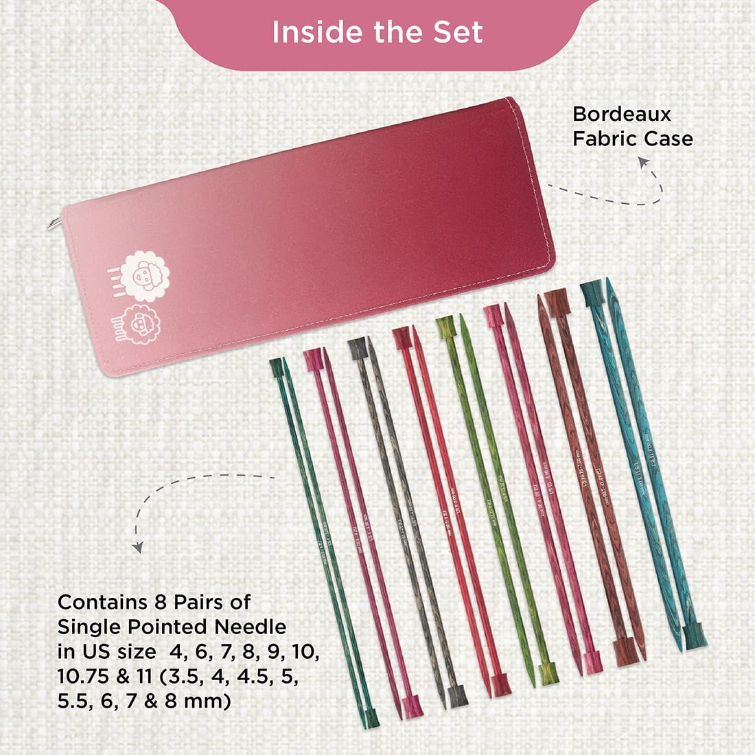 KnitPro Dreamz Deluxe Single Pointed Needle Set, 25 cm - (200645)