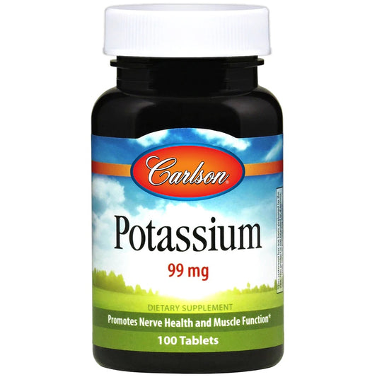 Carlson Potassium 99 mg 100 Tablets Promotes Nerve Health & Muscle Function