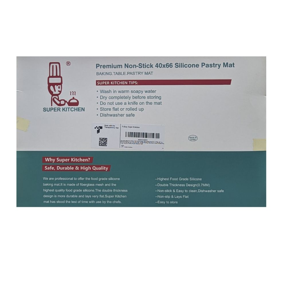 Folksy Super Kitchen Non-slip Silicone Pastry Mat Extra Large with Measurements, 16 X 26, ( Red )