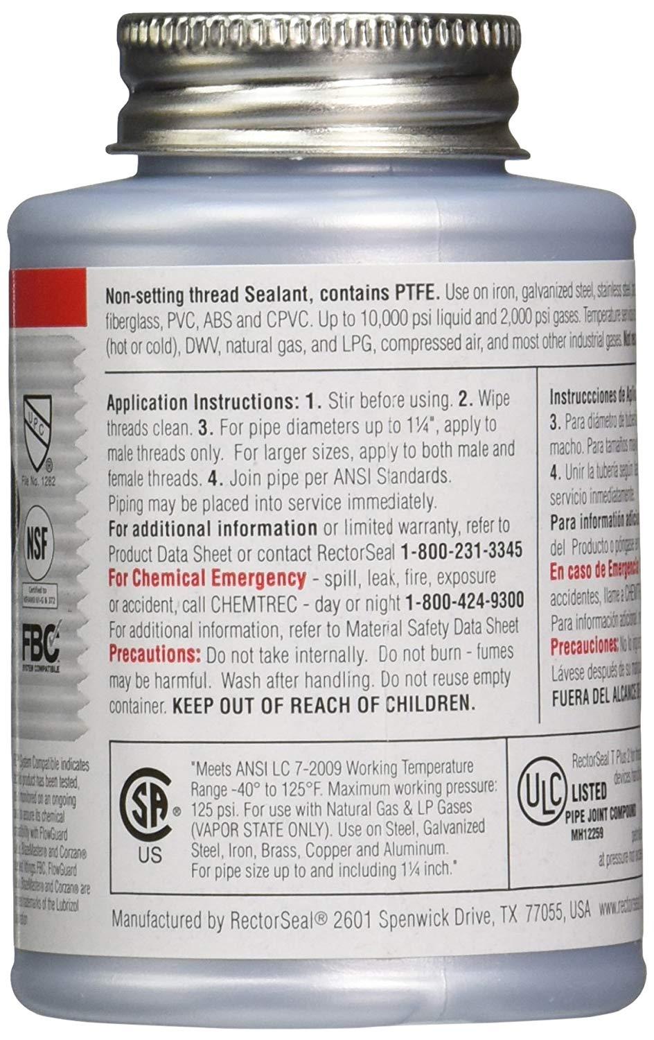 Rectorseal 23631 1/4 Pint Brush Top T Plus 2 Thread Sealant, 4 fl.oz / 118ml