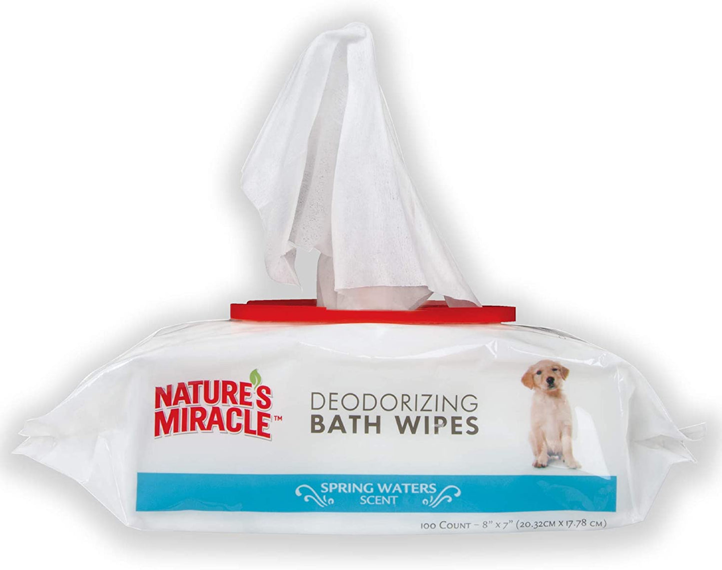 Nature's Miracle Deodorizing Bath Wipes for Dogs, 100 Count, Spring Waters
