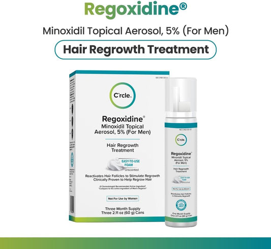 Regoxidine 5% Topical Aerosol Minoxidil Foam for Men Hair Regrowth Treatment Unscented PACKAGING MAY VARY