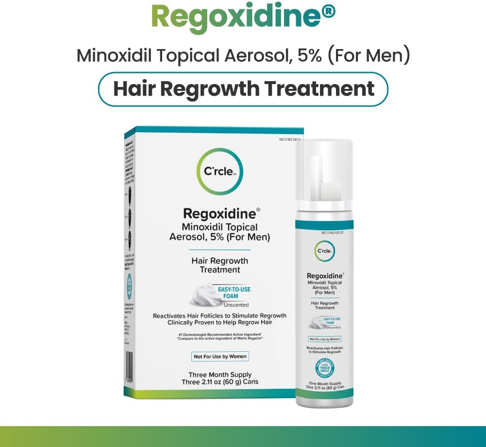 Regoxidine 5% Topical Aerosol Minoxidil Foam for Men Hair Regrowth Treatment Unscented PACKAGING MAY VARY