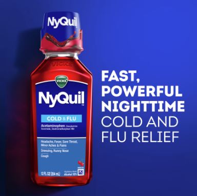 Vicks Nyquil Cold & Flu Nighttime Relief Liquid, Cherry Flavor 8 oz