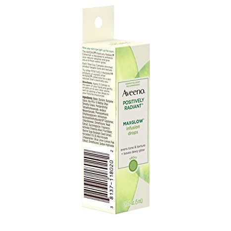 Aveeno Positively Radiant MaxGlow Infusion Drops with Moisture Rich Soy & Kiwi Complex  0.17 fl. oz