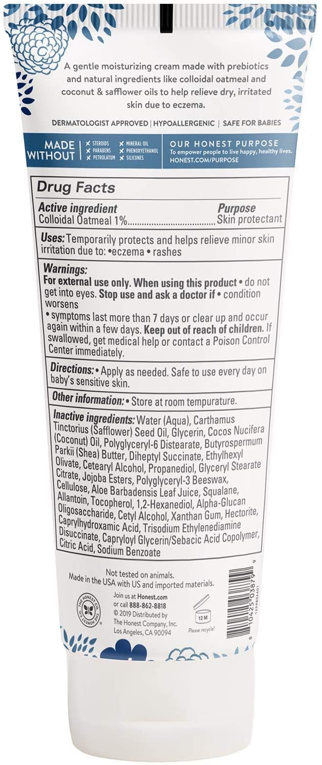 The Honest Company Eczema Cream Soothing Theraphy Skin Protectant Colloidal Oatmeal, Coconut 207 ml (1 Count)