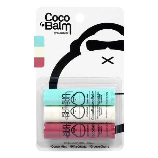 Sun Bum Coco Lip Balm 3 Pack - Ocean Mint, Pina Colada, Groove Cherry