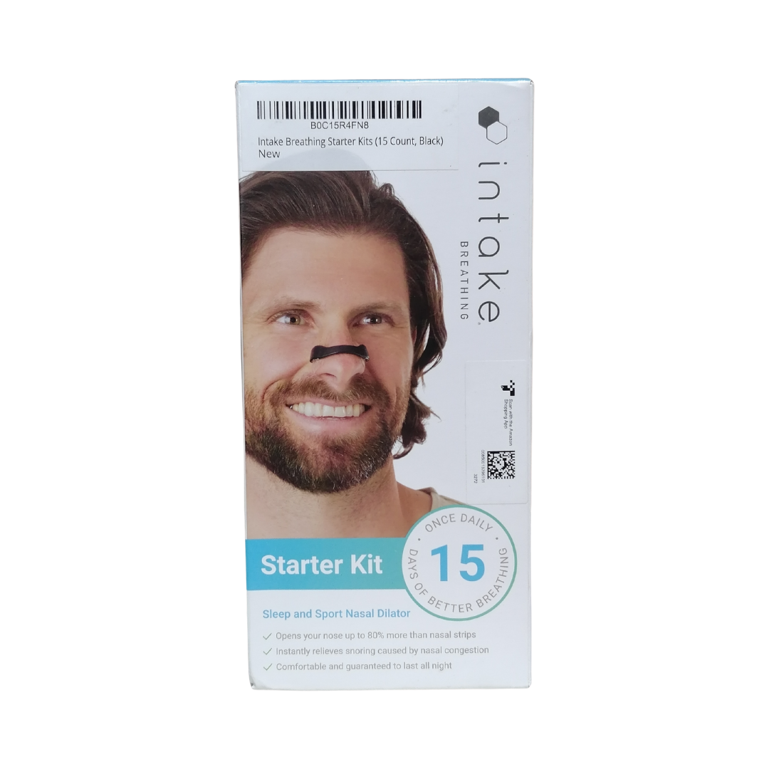 Intake Breathing Starter Kit Sleep and Sport Nasal Dilator Black, 15 Count