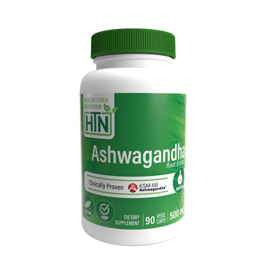 Health Thru Nutrition Ashwagandha KSM-66 500mg (NON-GMO) 90 Vegecaps Reduce Stress and Anxiety