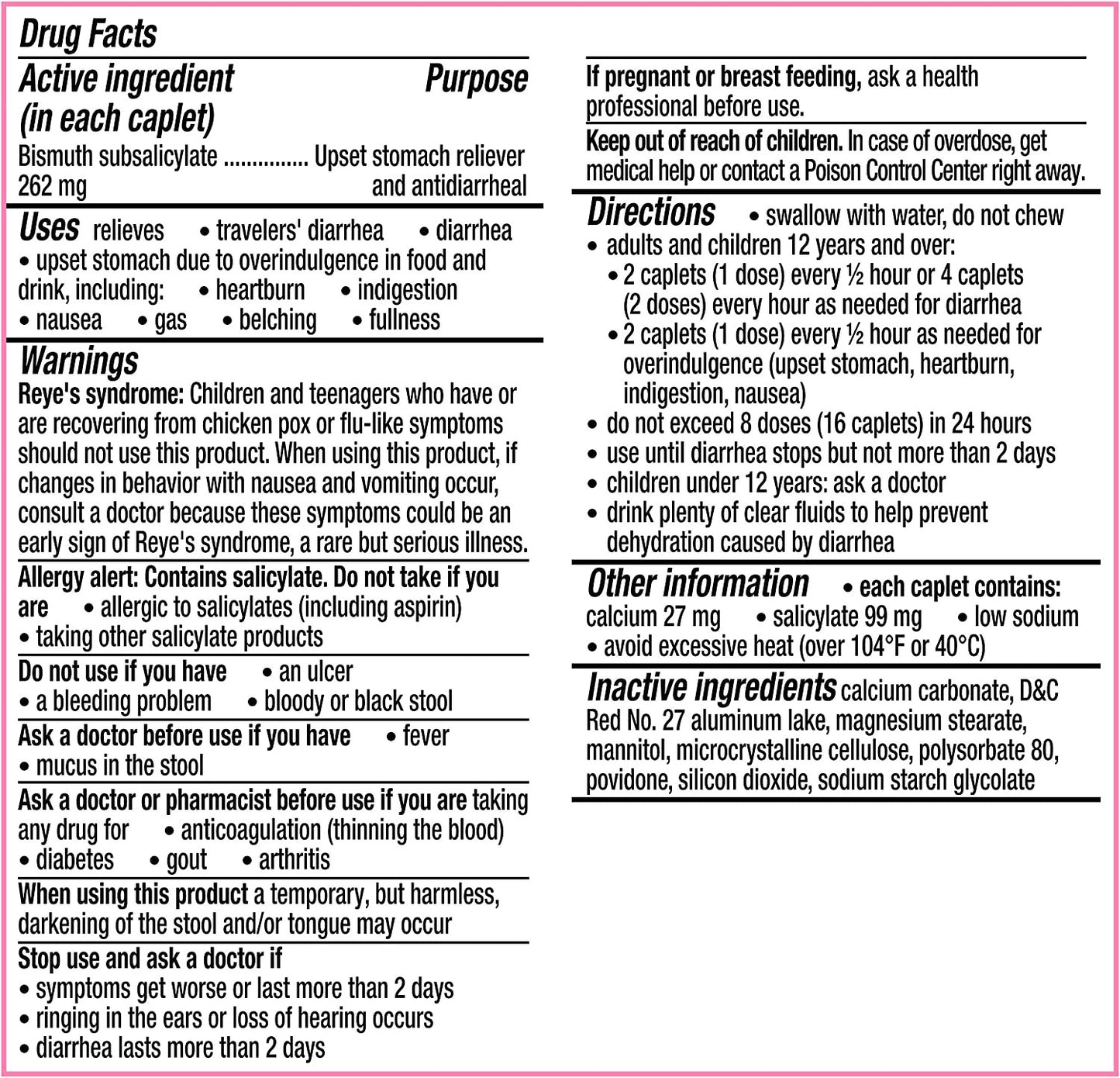 Pepto Bismol Relief of Gas, Anti Diarrhea, Heartburn, Nausea, Upset StomachIndigestion 40 Caplets