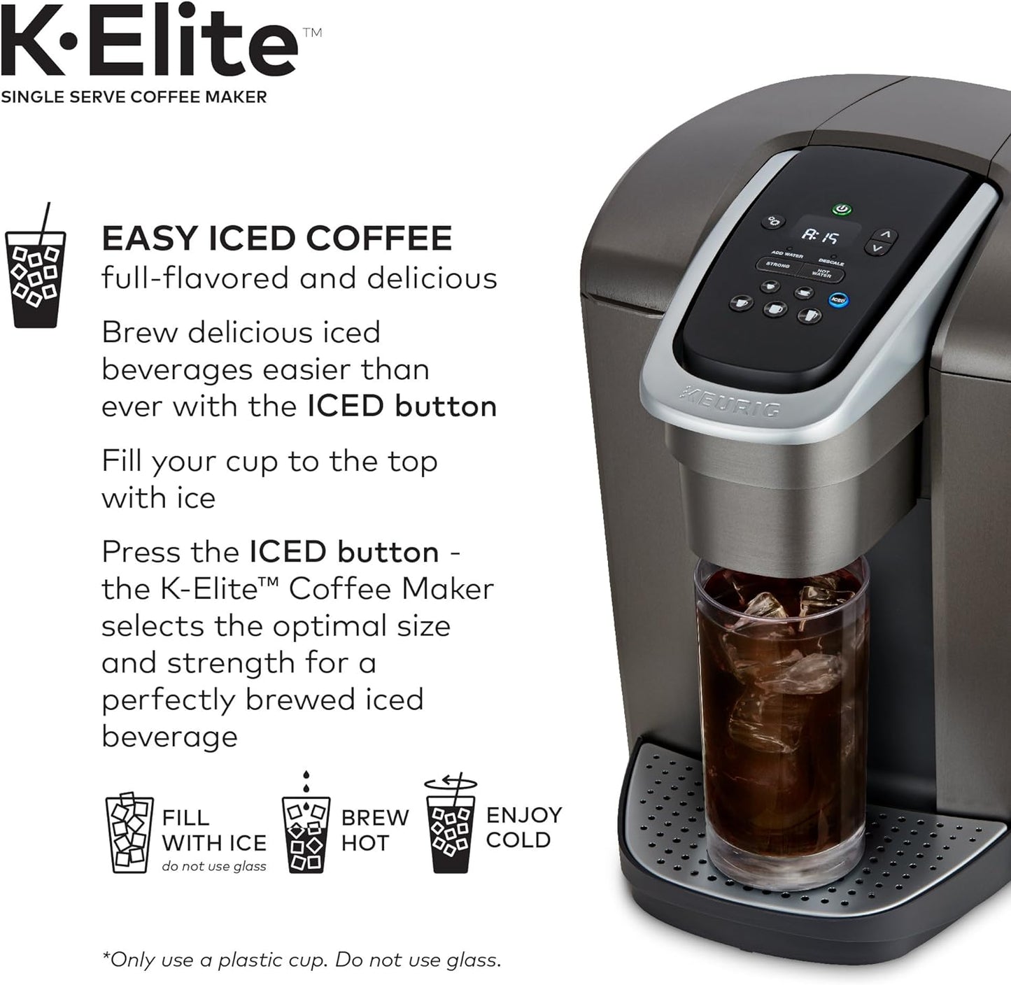 Keurig K-Elite Coffee Maker Single Serve K-Cup Pod Coffee Brewer With Iced Coffee Capability