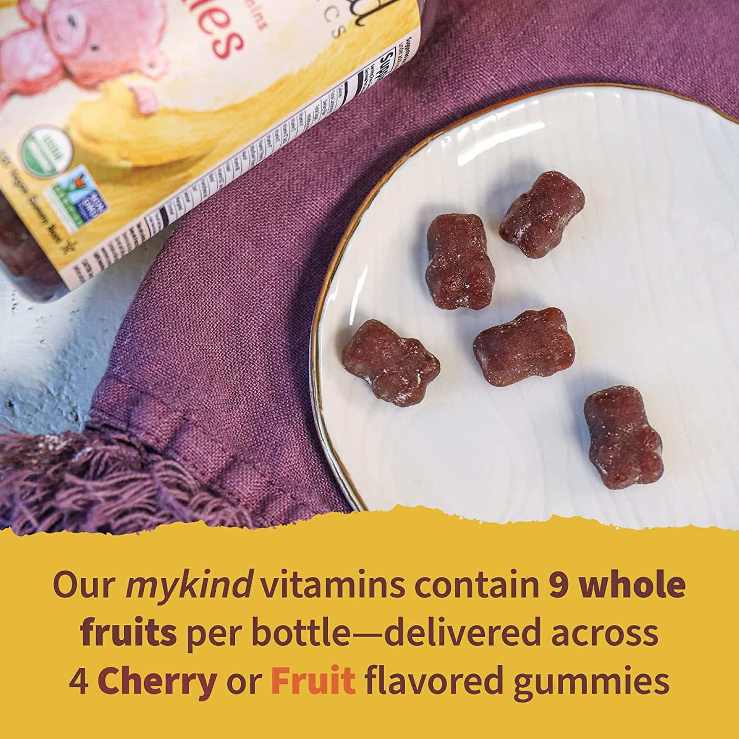 Garden Of Life My Kind Organics Kids Multi Fruit + Vitamins Organic Cherry Flavor 120 Gummies