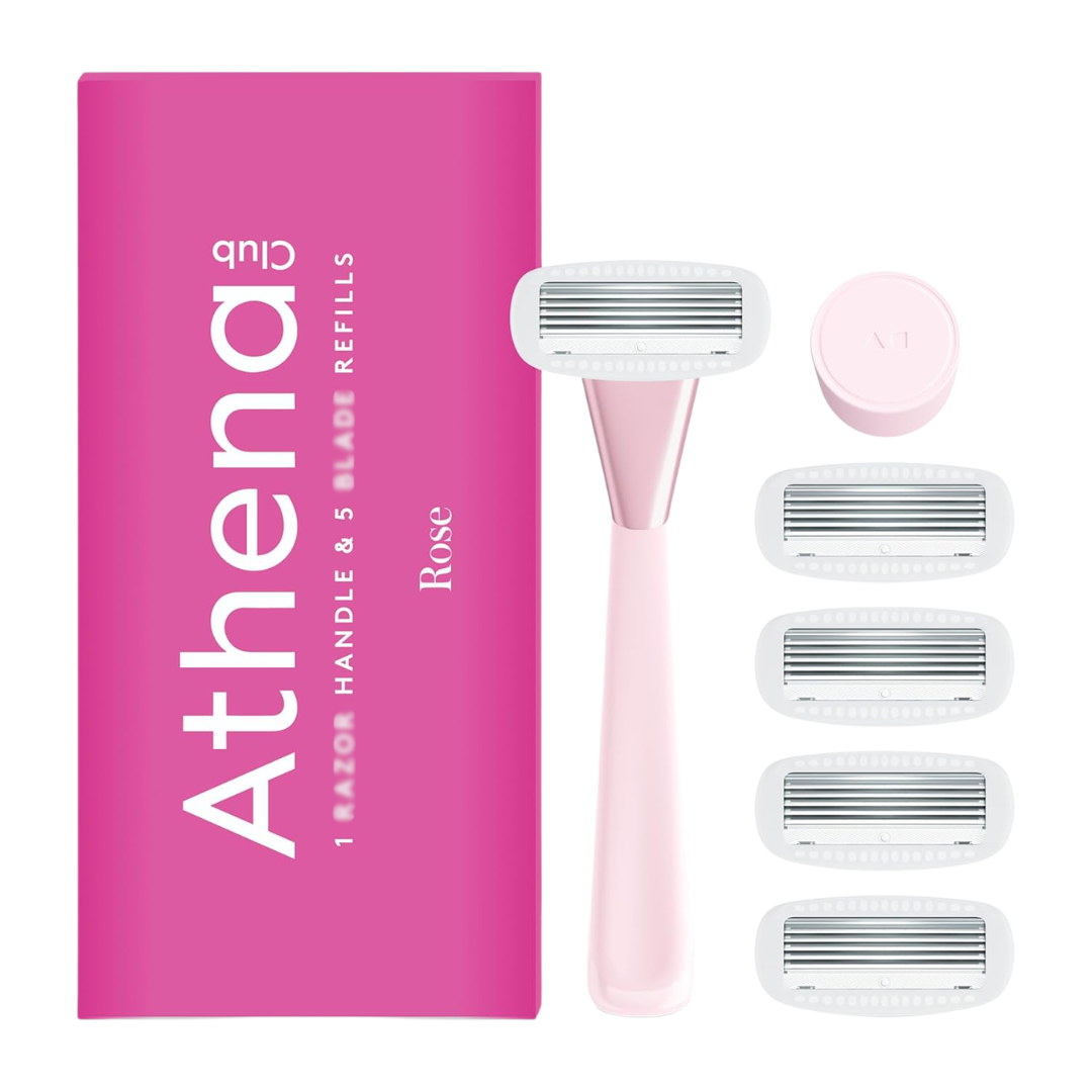 Athena Club Women's Razor Handle with 5 Blade Refills, Rose