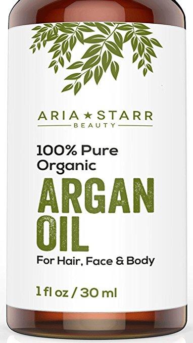 Aria Starr Beauty 100% Pure Organic Argan Oil for Hair, Face & Body, 1 fl.oz / 30 ml (PACKAGING MAY VARY)