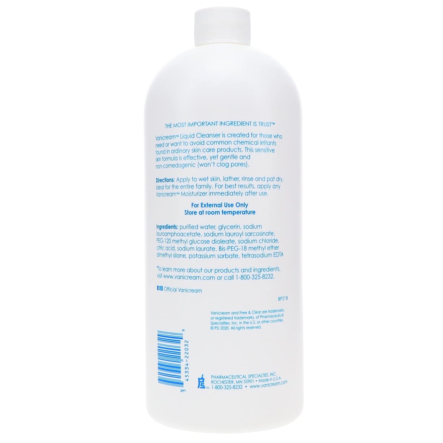 Vanicream Liquid Cleanser Refill for Sensitive Skin 32 fl oz (947ml)