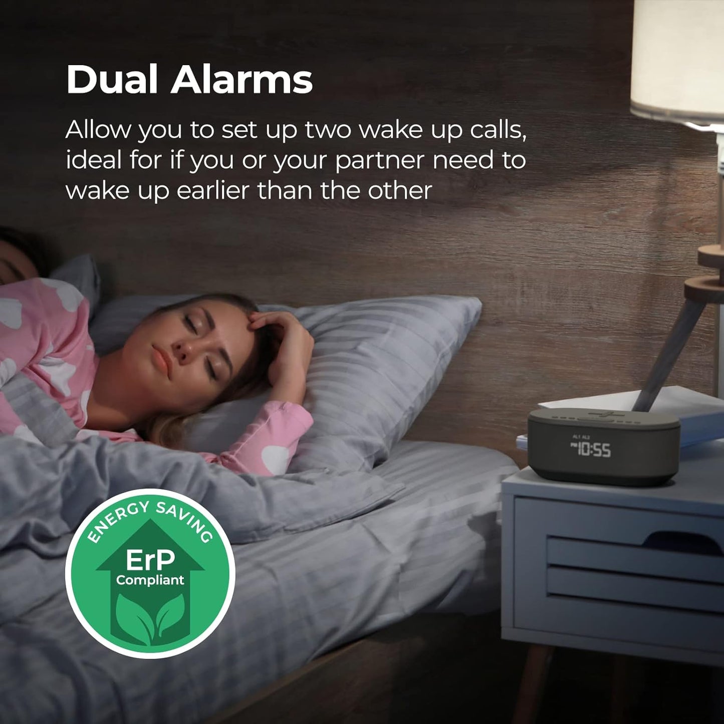 I-Box Dawn Bedside Alarm Clock with Wireless Charging