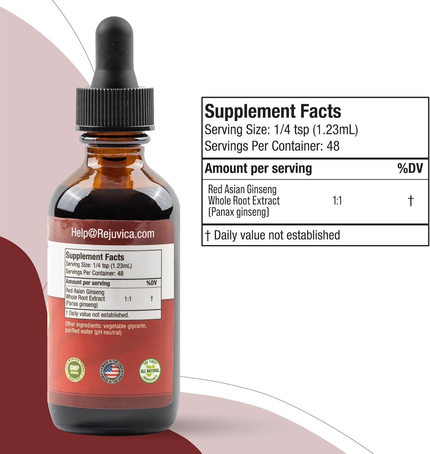 Rejuvica Health Active Ginseng Liquid Herbal Formula Supplement 2 fl oz / 59ml