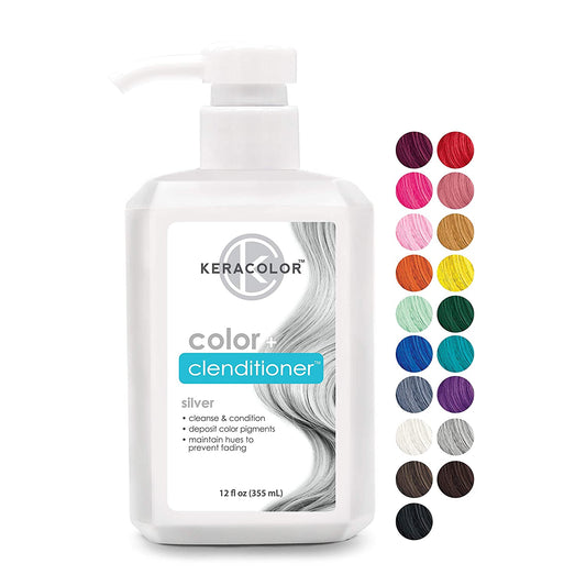 Keracolor Color + Clenditioner, Semi Permanent Hair Color Depositing Conditioner, Silver, 12 fl.oz / 355 ml