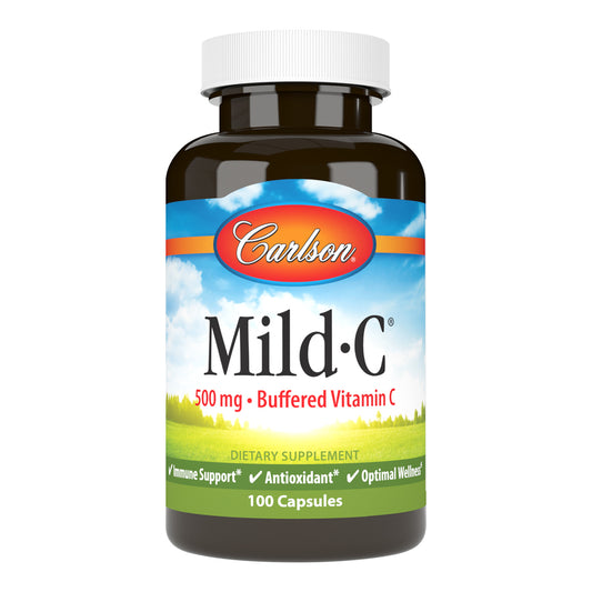 Carlson Mild-C 500mg Buffered Vitamin C 100 Capsules Immune Support, Antioxidant & Optimal Wellness