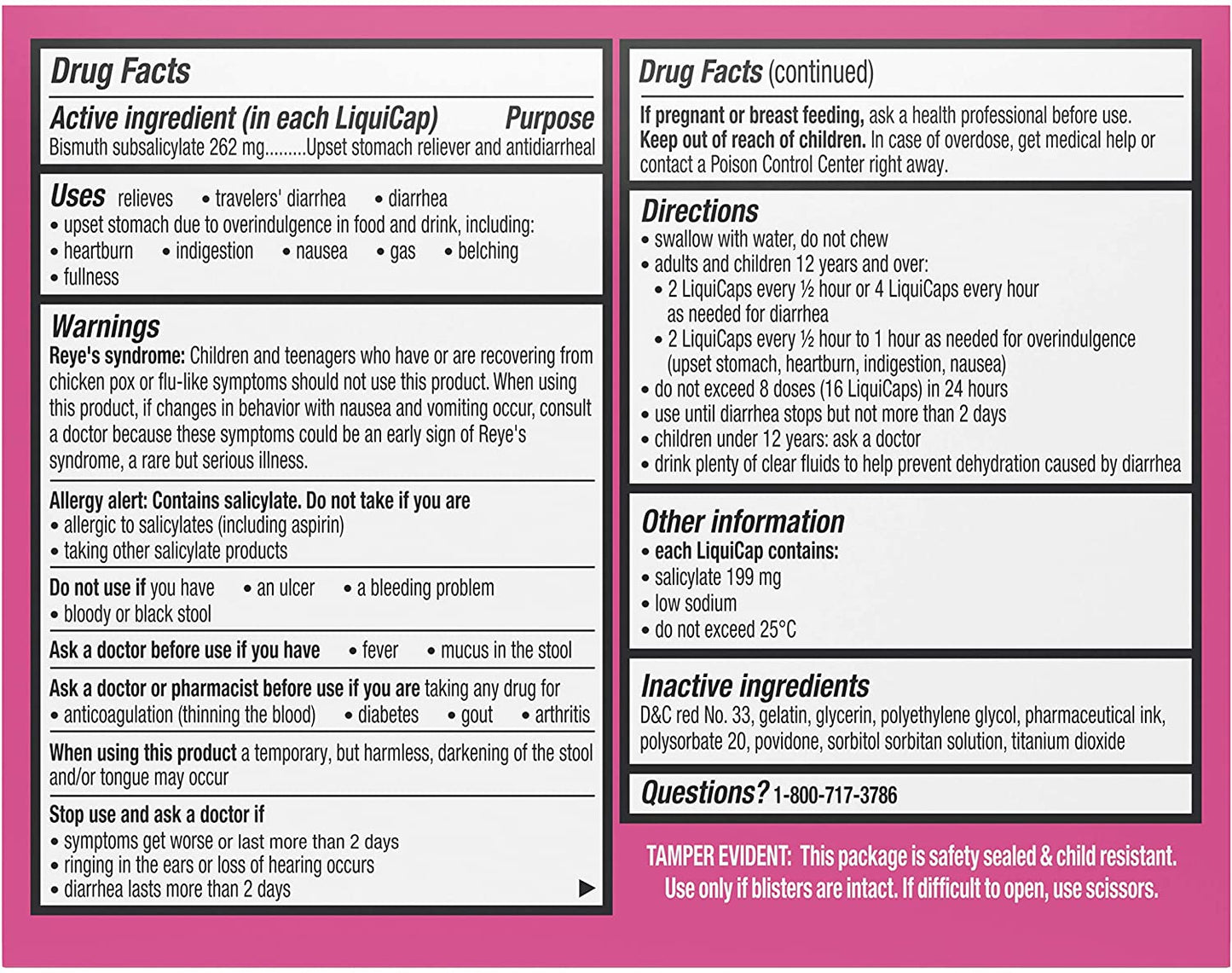 Pepto Bismol LiquiCaps 5 Symptoms Relief, 48 Counts
