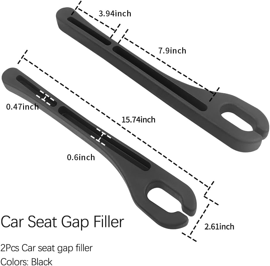 Car Seat Gap Filler Organizer, Black, 2 Pack